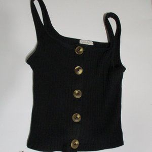 Black Tank Top with Buttons
